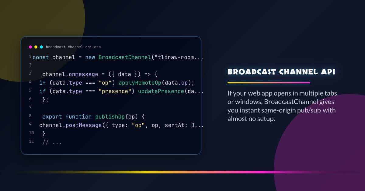 Broadcast Channel API for Cross-Tab Sync