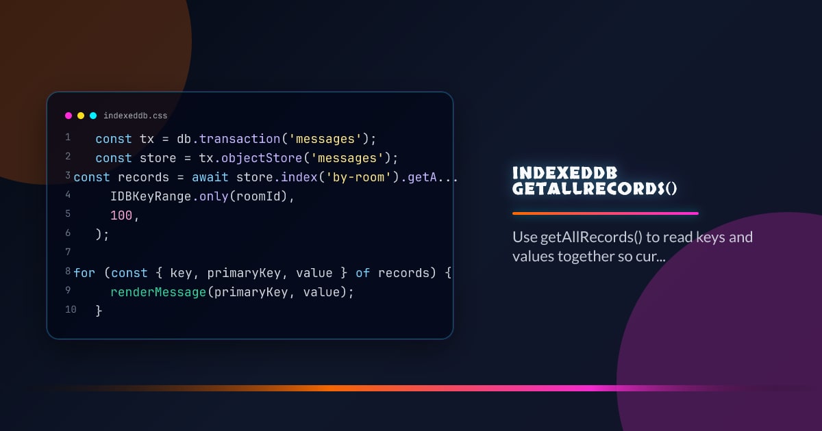 IndexedDB getAllRecords() thumbnail